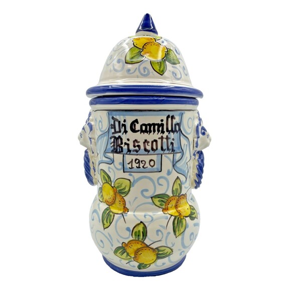 Di Camillo Biscotti 1920 Jar Hand Painted 13" Tuscany Italy Lemons MINT Conditio - Picture 2 of 15